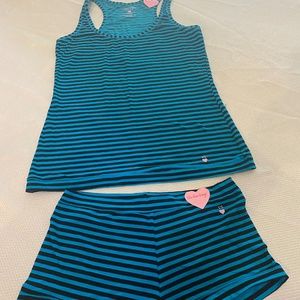 Victoria’s Secret sleep tank and matching boy short NWT One Size turquoise/black